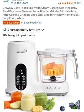 GROWNSY White Baby Food Maker — Steam, Blend & Sterilize- Brand New Never Opened